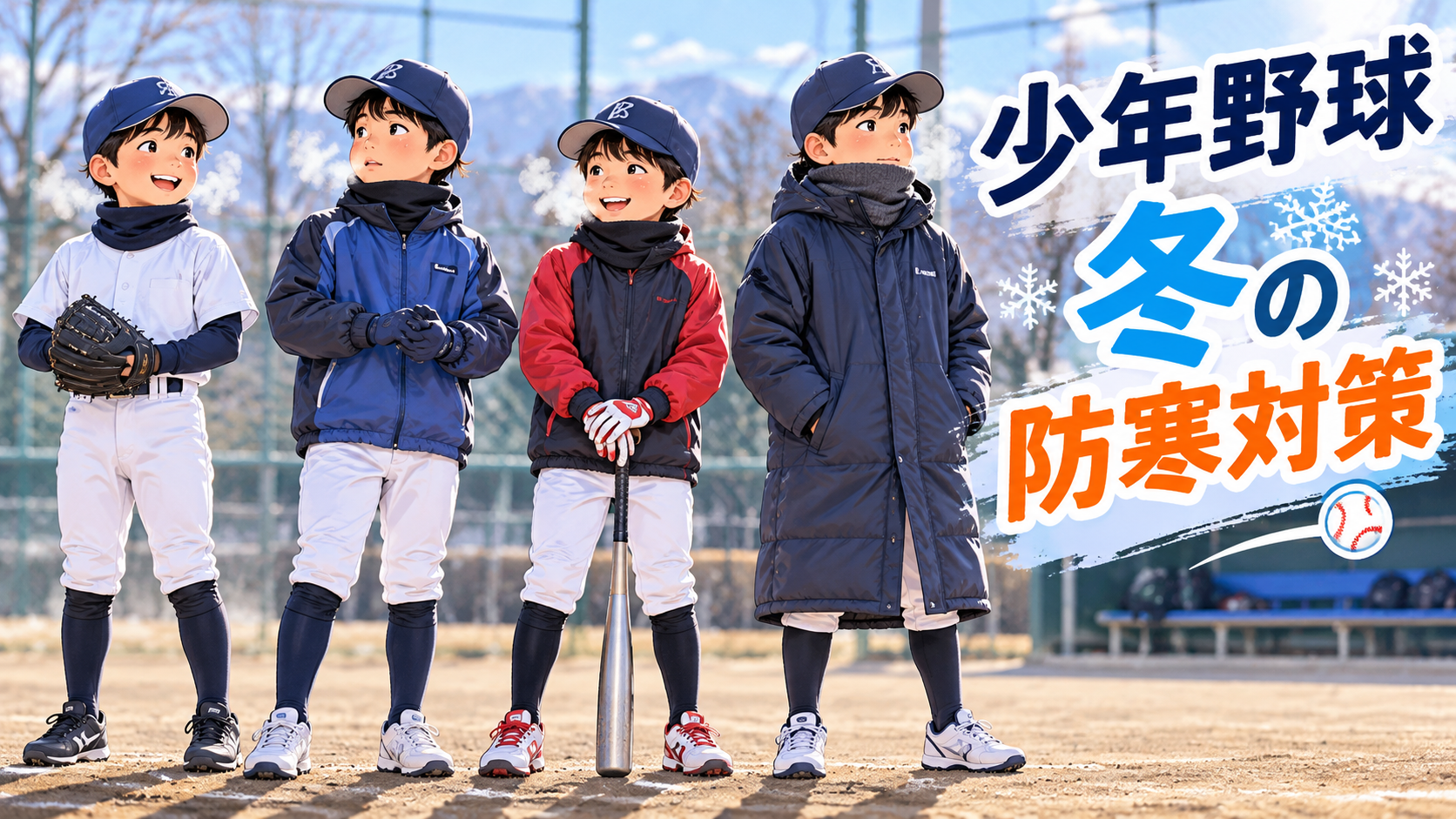 少年野球選手の防寒